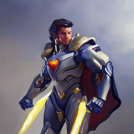 Prompt: greg manchess portrait painting of light armored superman as overwatch character, medium shot, asymmetrical, profile picture, organic painting, sunny day, matte painting, bold shapes, hard edges, street art, trending on artstation, by huang guangjian and gil elvgren and sachin teng