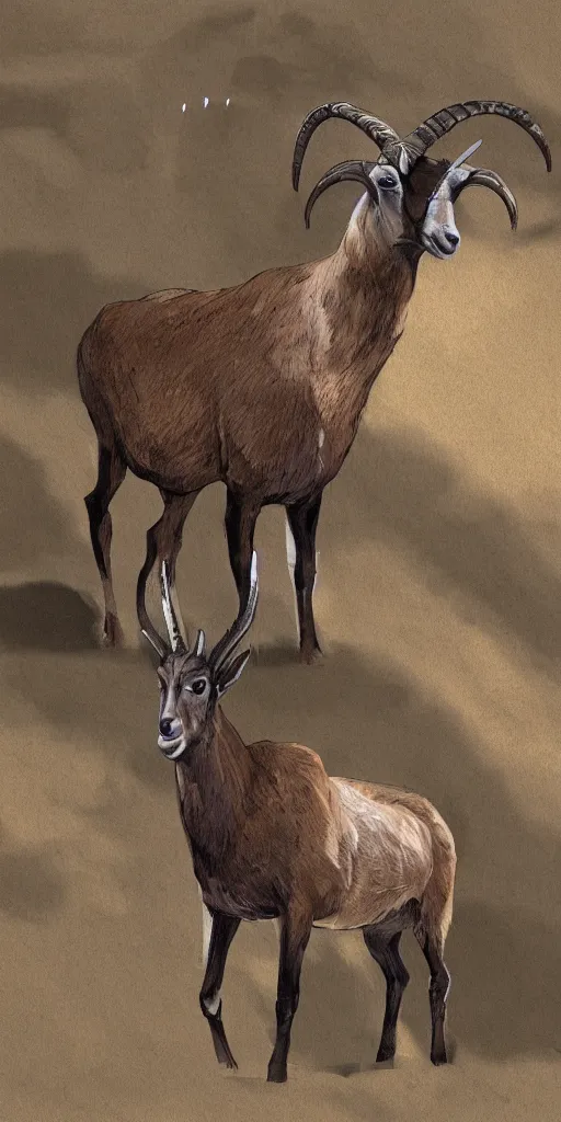 Image similar to ibex in a citadel, digital painting