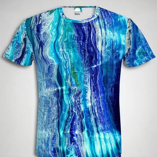 Image similar to an image of a shirt created from water, a shirt made of sea water, abstract art, cinematic photography