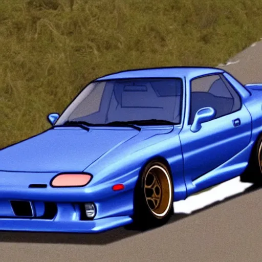 Image similar to ikari shinji drifting in a mazda rx 7, full hd, 4 k initial d wallaper, initial d anime