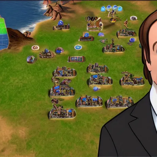 Image similar to saul goodman as a leader in sid meier's civilization 5