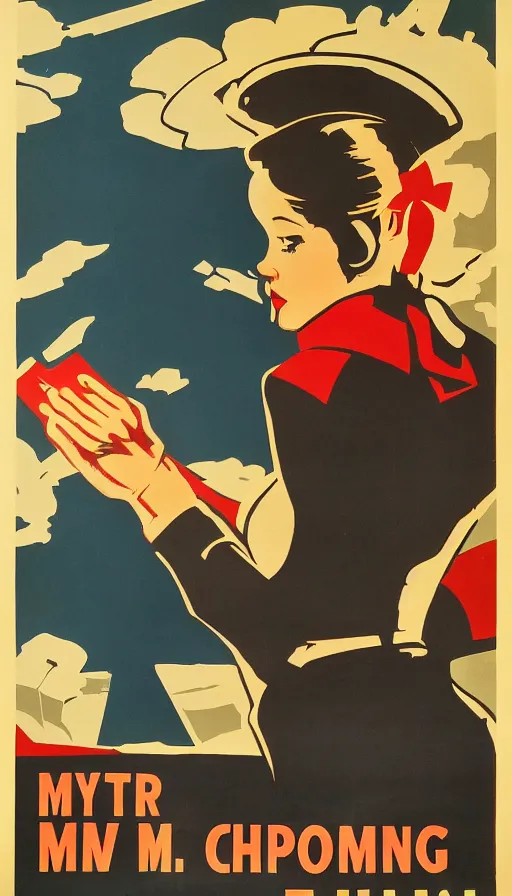 Image similar to retro propaganda poster for mining, beautiful woman in work clothes