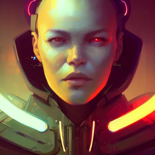 Prompt: a portrait of a beautiful cybernetic demolitionist, cyberpunk concept art by pete mohrbacher and wlop and artgerm and josan gonzales, digital art, highly detailed, intricate, sci-fi, sharp focus, Trending on Artstation HQ, deviantart, unreal engine 5, 4K UHD image