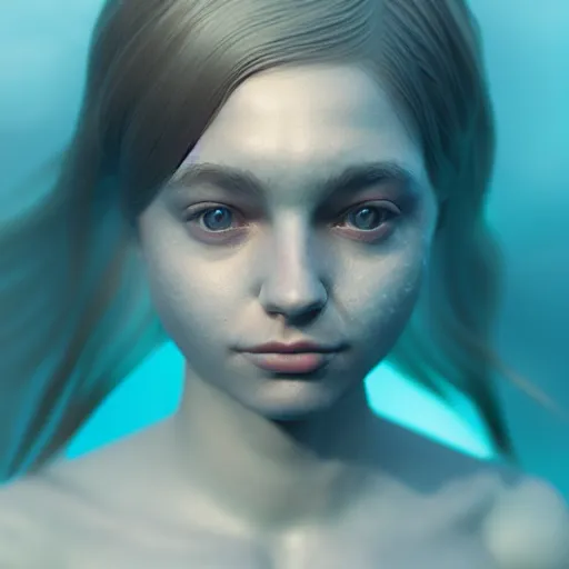 Prompt: a portrait of a girl underwater, volumetric lighting, octane render, detailed, surreal,