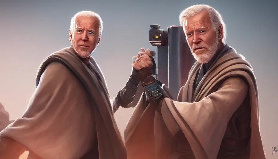 Prompt: joe biden is obi - wan kenobi, hyperdetailed, artstation, cgsociety, 8 k