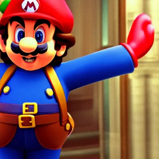 Image similar to Johnny Depp as Super Mario in the live-action Super Mario Bros movie