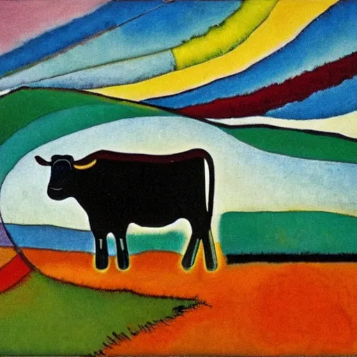 Image similar to cow in a field by kandinsky