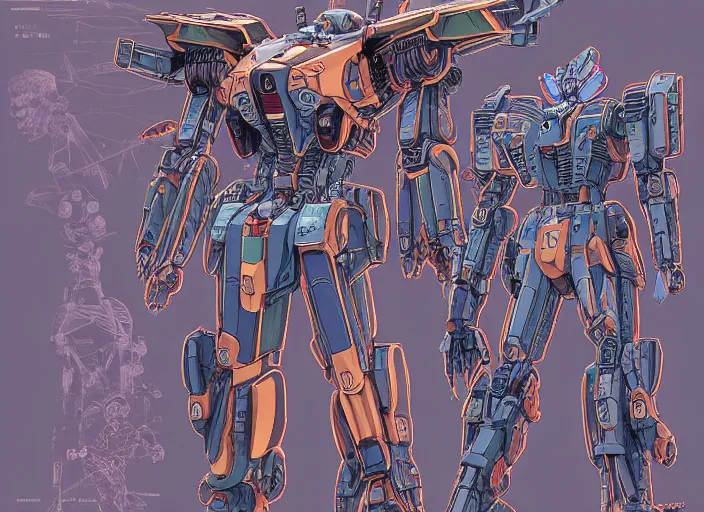 Image similar to vitruvian mecha, isometric concept gundam macross evangelion, illuminated features, ink outlines, detailed hatching, dramatic moonlit lighting, diagram specifications notations, by alex pardee, dan mumford, 3 d cg, octane rendered, futuristic, 2 k aesthetic, 4 k, highly saturated colors