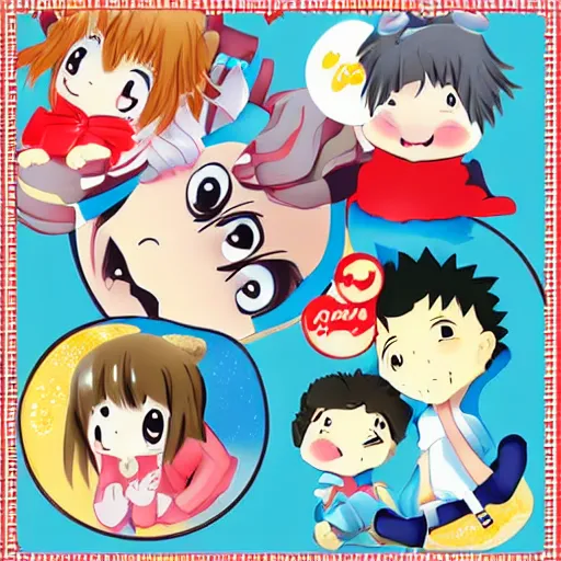 Image similar to anime illustration a cute baby book with baby eyes