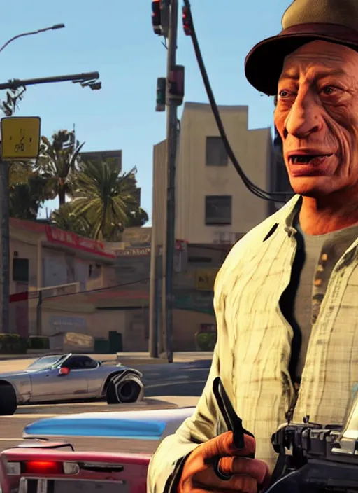 Image similar to jim varney as gta 5 cover art