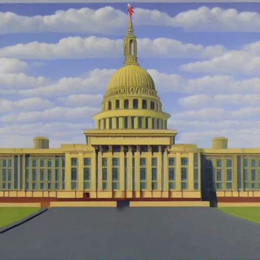 Prompt: painting of the capital building by rene magritte, hd, 4 k, detailed, award winning