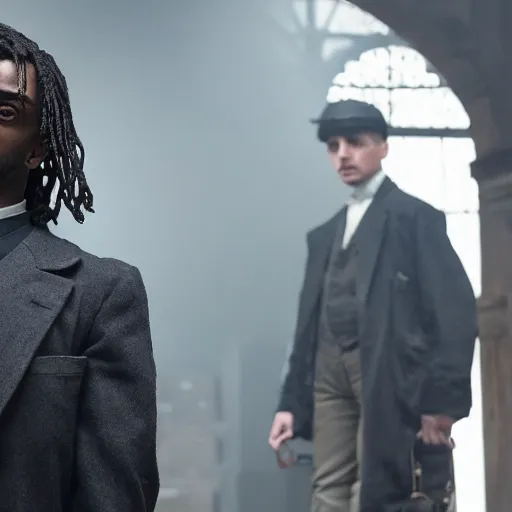 Image similar to playboi carti in peaky blinders 4 k the detailed super realistic