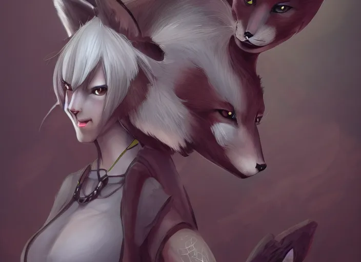 Image similar to stunningly beautiful female anthropomorphic fox character in a rock outfit character illustration by Kwon young jin trending on ArtStation, deviantart, SFW version, high detail, stylized portrait H 704