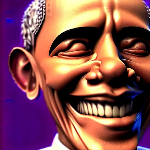 Image similar to Barack Obama smiling, dreamlike, horror, intricate detail, 3d render, octane render, god rays, depth of field, trending on artstation, 4k, hd