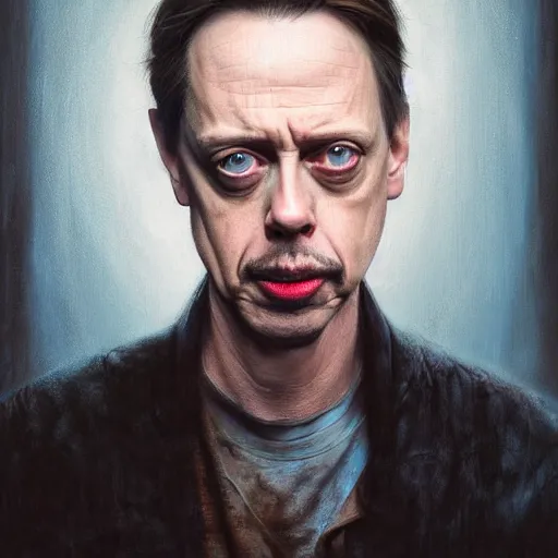 Prompt: hyperrealistic mixed media high resolution painting of a Steve Buscemi, stunning 3d render inspired art by István Sándorfi and Greg Rutkowski, perfect symmetry, dim volumetric lighting, 8k octane beautifully detailed render, post-processing, extremely hyper-detailed, intricate, epic composition, highly detailed attributes, highly detailed atmosphere, cinematic lighting, masterpiece, trending on artstation, very very detailed, masterpiece, stunning, flawless structure, lifelike texture, perfection,