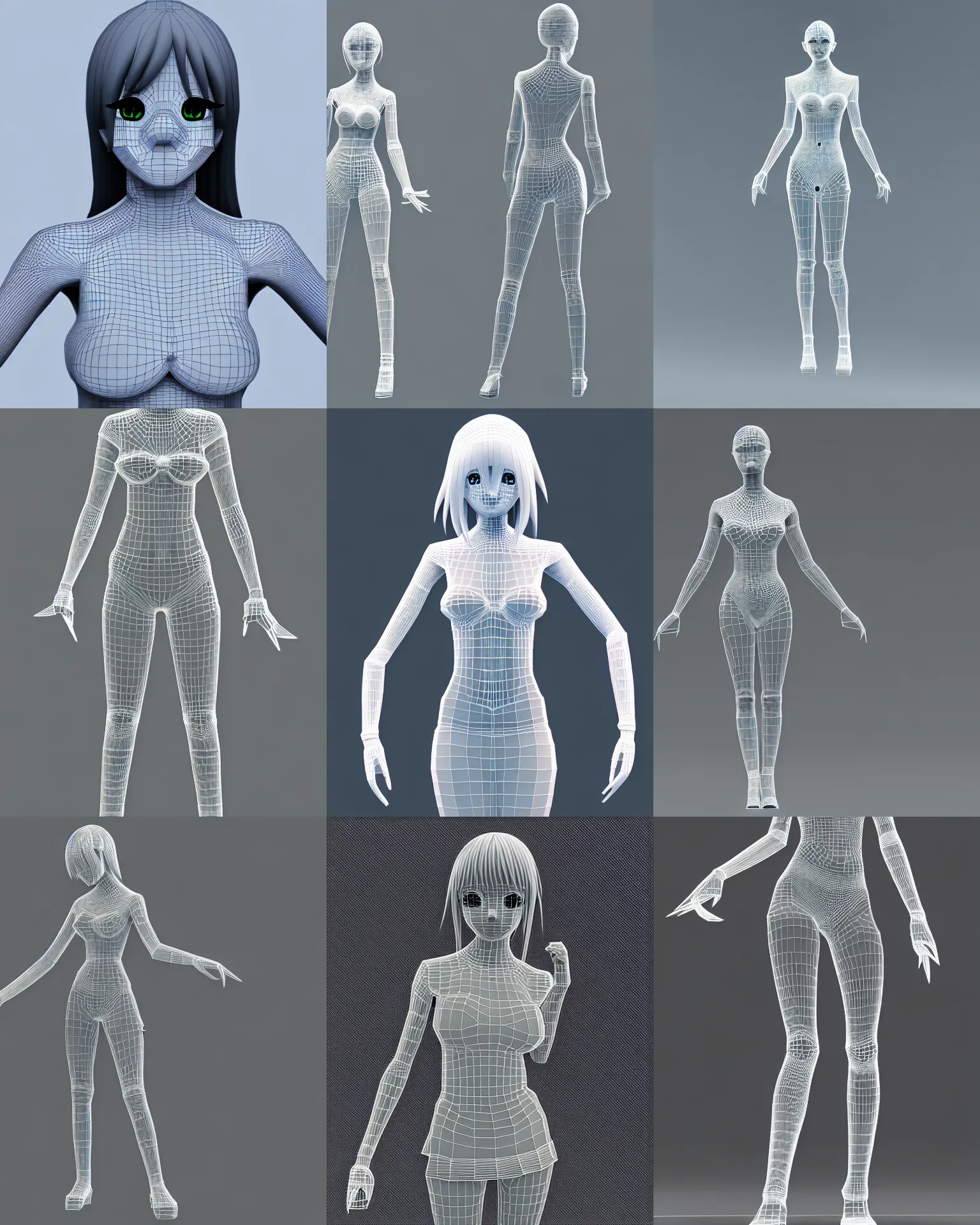 a 3 d wireframe of an anime girl, very detailed, sharp | Stable Diffusion |  OpenArt