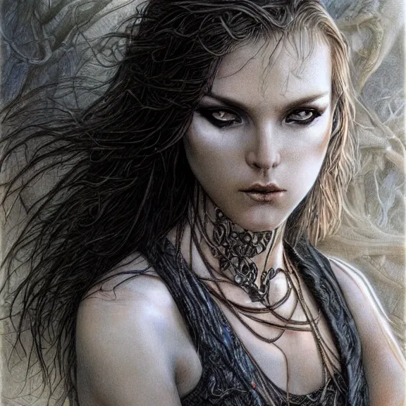 Prompt: a highly detailed portrait in the style of gerald brom and in the style of luis royo.