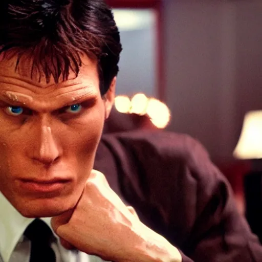 Image similar to Live Action Still of Jerma in Pulp Fiction, real life, hyperrealistic, ultra realistic, realistic, highly detailed, epic, HD quality, 8k resolution, body and headshot, film still