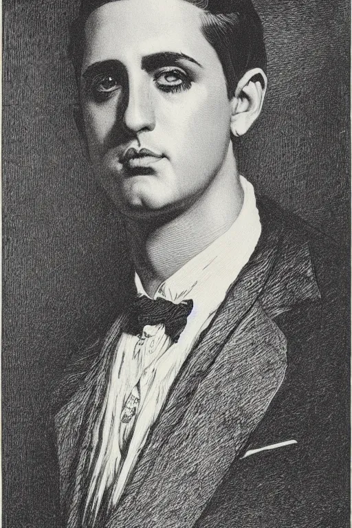 Prompt: portrait of G-Eazy, Gustave Dore lithography