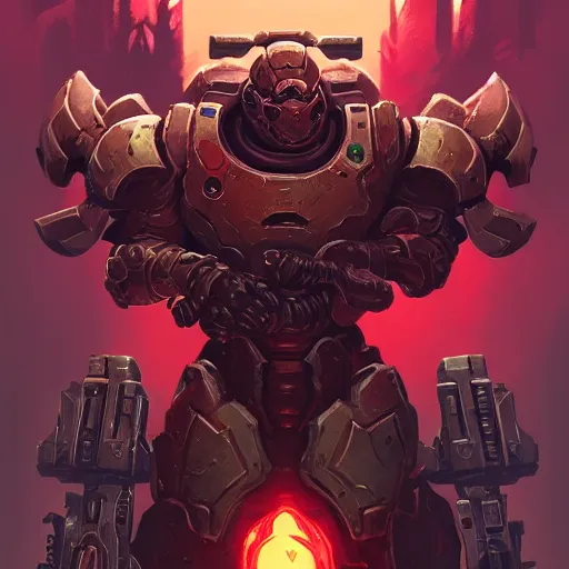 Image similar to doom slayer fantasy art heartstone video game icon, 2 d game art gta cover, official fanart behance hd artstation by jesper ejsing, by rhads, makoto shinkai and lois van baarle, ilya kuvshinov, rossdraws