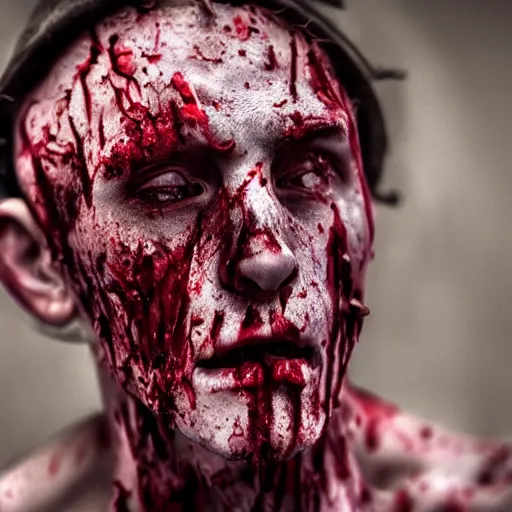 Prompt: a man, gruesome, gory, 8K highly-detailed photography
