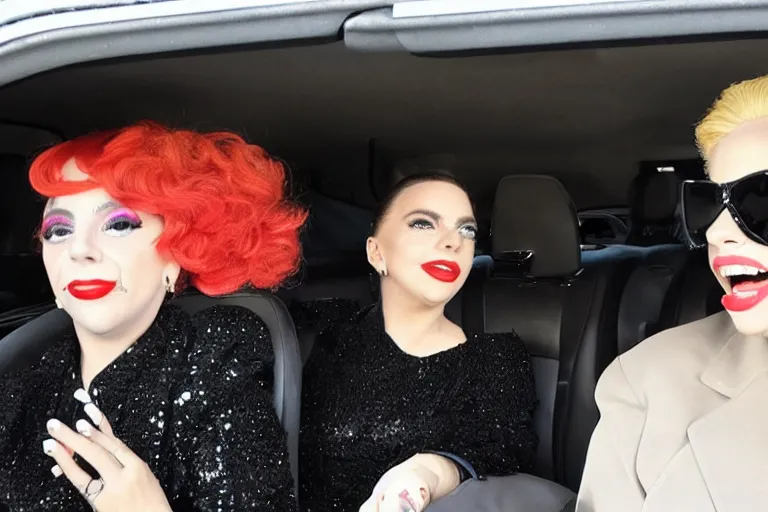 Image similar to lady gaga and judy garland carpool karaoke