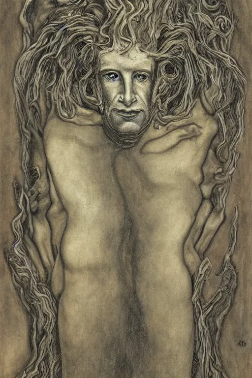 Prompt: the self emerging from its ancestral atavism by austin osman spare