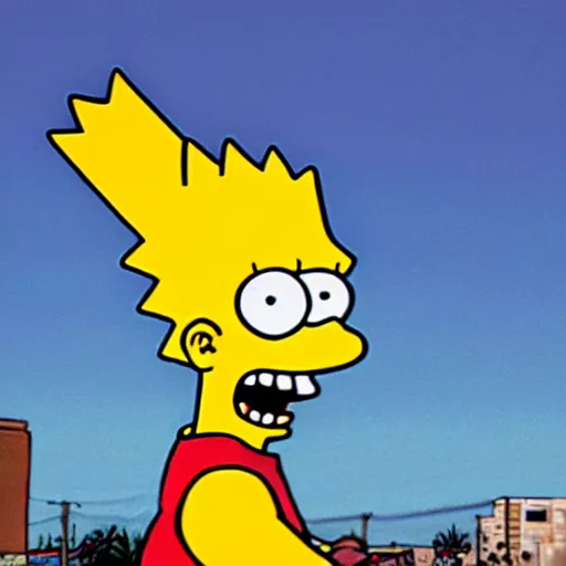 Prompt: Bart Simpson returns to Tijuana, dramatic