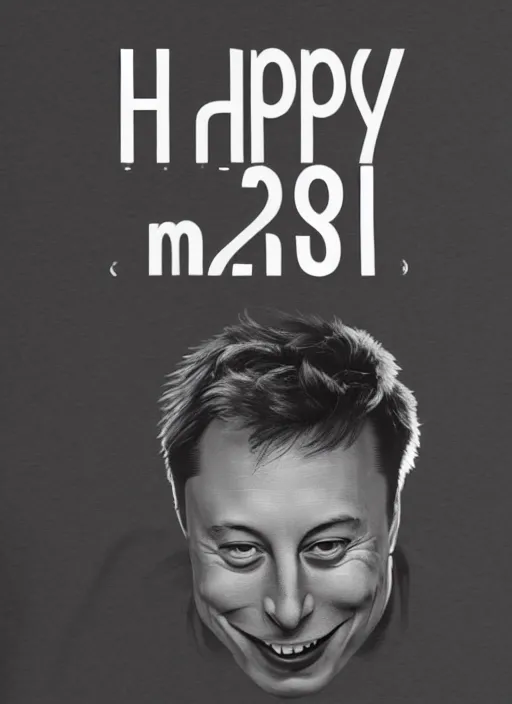 Image similar to happy elon musk, 2 d matte colors