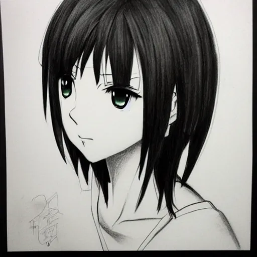 Image similar to profile portrait of an anime girl. pencil drawing