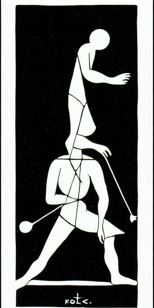 Prompt: the fool tarot card by karl gerstner, minimal, geometric, black and white monochrome, bordered, centered, in frame, 8 k scan