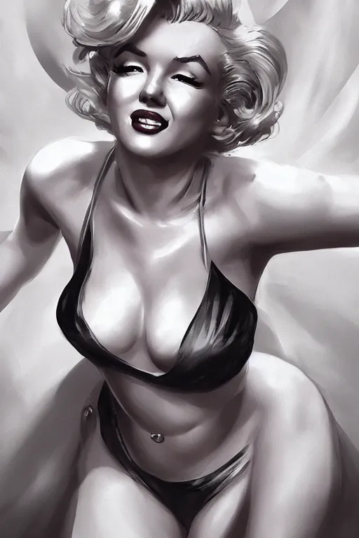 Prompt: a Marilyn Monroe by Hyung tae Kim concept art of female character on a render by the artist Hyung tae Kim , Jiyun Chae, Joe Madureira, trending on Artstation Hyung tae Kim, artbook, Stanley Artgerm Lau, WLOP, Rossdraws