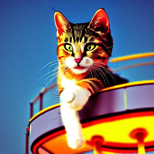 Image similar to !!! cat!!!, ( ferris wheel ), feline, sitting, riding, award winning photo