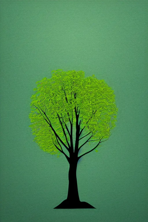 Image similar to minimalist boho style art of a tree with green leaves