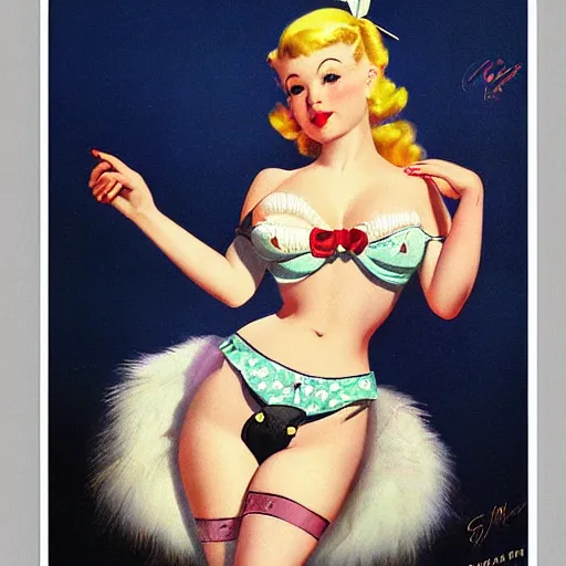 Image similar to a gacha live character in the style of gil elvgren,