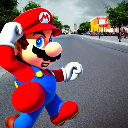 Prompt: mario in real life, photography