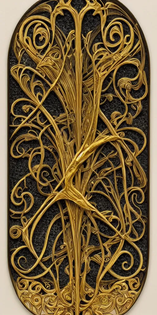 Prompt: an intricate art nouveau frame, golden entertwined edges art, black void center, matte, sharp focus,