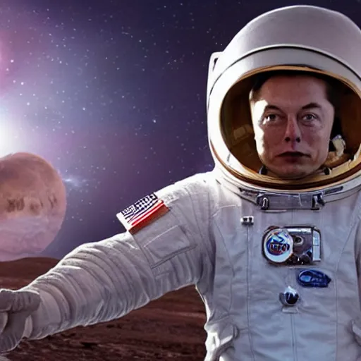 Image similar to elon musk as an astronaut in mars, highly detailed