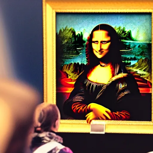 Prompt: Mona Lisa wearing a VR headset