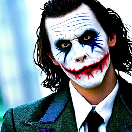 Image similar to Chirstian Bale playing the Joker in Dark Knight