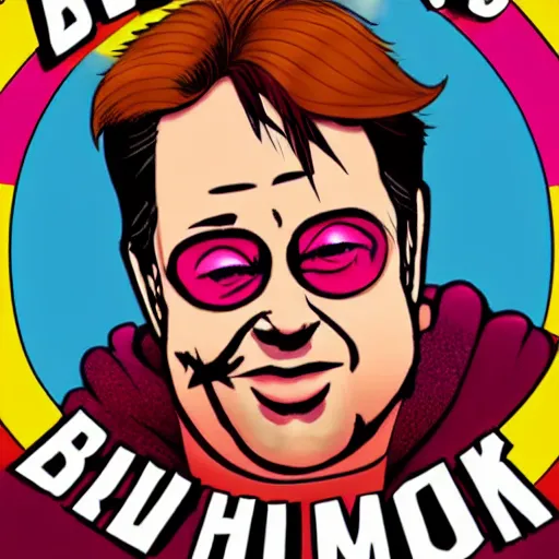 Prompt: bill hicks as a superhero character