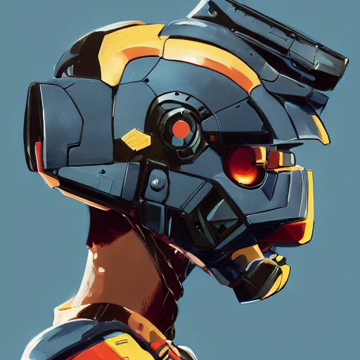 Image similar to a portrait of a stunning beautiful elite gundam pilot, with an intricate, detailed, urban inspired hiphop afro futuristic helmet, vector behance hd jesper ejsing, rhads, makoto shinkai, lois van baarle, ilya kuvshinov, rossdraws, hd, 3 2 k, ilya kuvshinov, gustav klimt