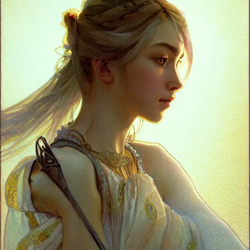 Image similar to beautiful lifelike award winning pencil illustration of lunafreya nox fleuret trending on art station artgerm greg rutkowski alphonse mucha museum quality cinematic atmospheric