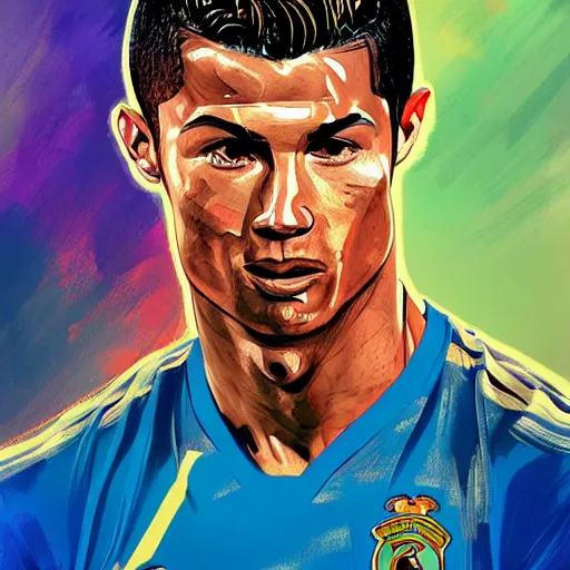 Image similar to cristiano ronaldo, by rossdraws, adrian wilkins