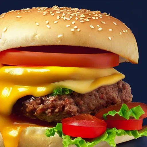 Image similar to Pixar styled Cheeseburger with extra cheese