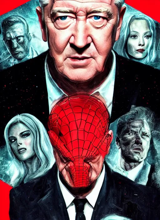 Image similar to david lynch in the marvel cinematic universe, official media, official poster artwork, highly detailed