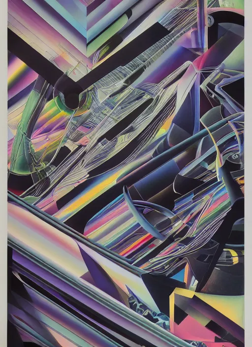 Image similar to typography, futuristic fine lasers tracing, futuristic japan rural nature touring and ceramics, steven meisel, kaws, rolf armstrong, mondrian, kandinsky, perfect geometry abstract acrylic, octane hyperrealism photorealistic airbrush collage painting, dark monochrome, fluorescent colors, minimalist rule of thirds, eighties eros