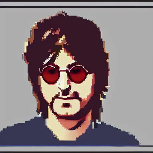 Image similar to a portrait of John Lennon, pixel art, hyper realistic, HD, HQ, photo realistic