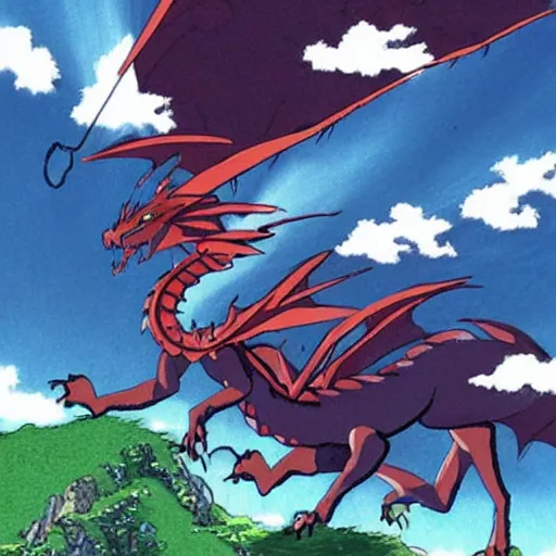 Prompt: a dragon battling with a tornado studio ghibli