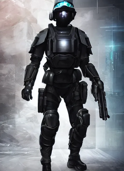 Prompt: futuristic swat team, full armor, full body, full face mask, futuristic weapon, cyberpunk, unreal engine 5